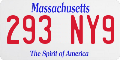 MA license plate 293NY9