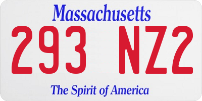 MA license plate 293NZ2