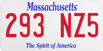 MA license plate 293NZ5