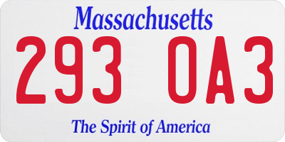 MA license plate 293OA3