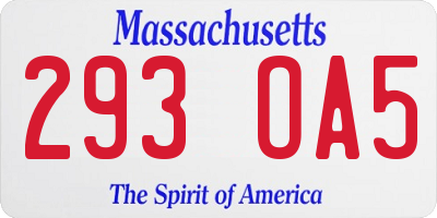 MA license plate 293OA5