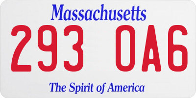 MA license plate 293OA6