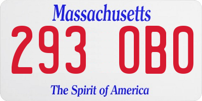 MA license plate 293OB0