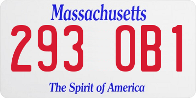 MA license plate 293OB1