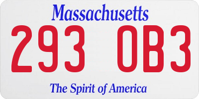 MA license plate 293OB3