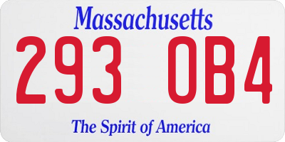 MA license plate 293OB4