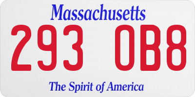MA license plate 293OB8