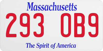 MA license plate 293OB9