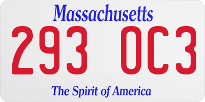 MA license plate 293OC3