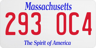 MA license plate 293OC4
