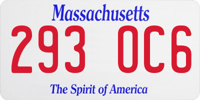 MA license plate 293OC6
