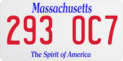 MA license plate 293OC7