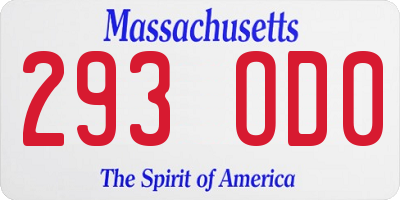 MA license plate 293OD0