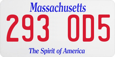 MA license plate 293OD5