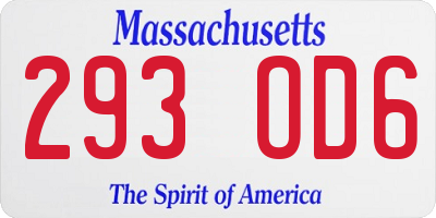MA license plate 293OD6