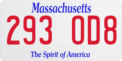 MA license plate 293OD8