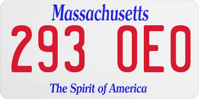 MA license plate 293OE0