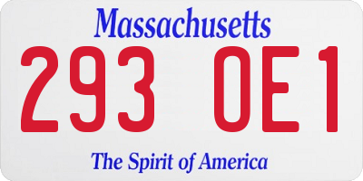 MA license plate 293OE1