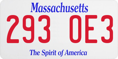 MA license plate 293OE3