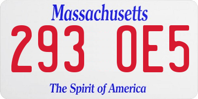 MA license plate 293OE5