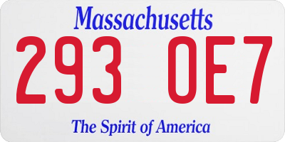 MA license plate 293OE7