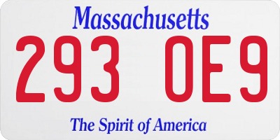 MA license plate 293OE9