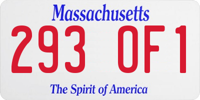 MA license plate 293OF1
