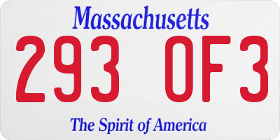 MA license plate 293OF3