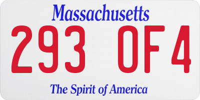 MA license plate 293OF4
