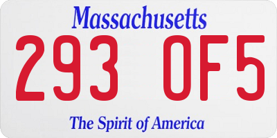MA license plate 293OF5