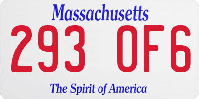 MA license plate 293OF6