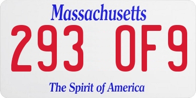 MA license plate 293OF9
