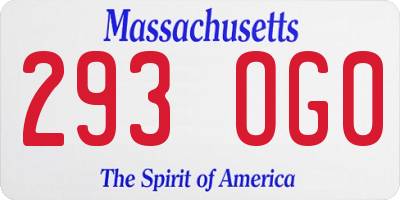 MA license plate 293OG0