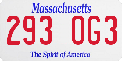 MA license plate 293OG3