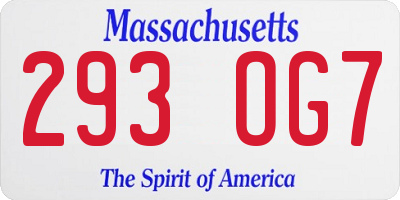 MA license plate 293OG7