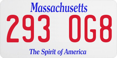 MA license plate 293OG8