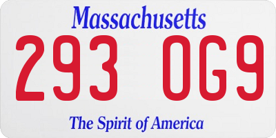 MA license plate 293OG9