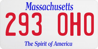 MA license plate 293OH0
