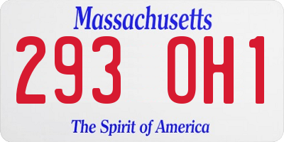 MA license plate 293OH1