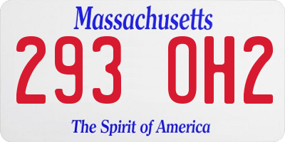 MA license plate 293OH2