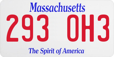 MA license plate 293OH3