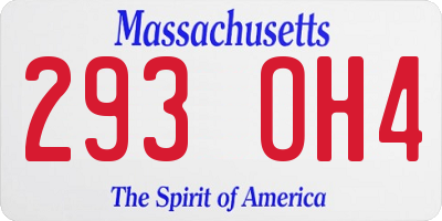 MA license plate 293OH4