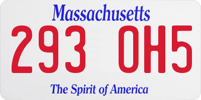 MA license plate 293OH5