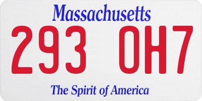 MA license plate 293OH7