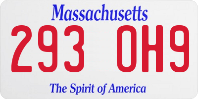 MA license plate 293OH9