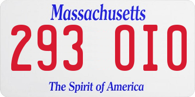 MA license plate 293OI0