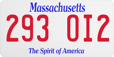 MA license plate 293OI2