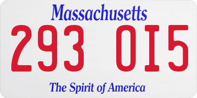 MA license plate 293OI5