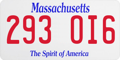 MA license plate 293OI6