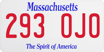 MA license plate 293OJ0